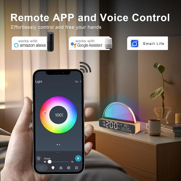White Noise Sound Machine, Sunrise Alarm Clock APP/AI Voice Control Work for Bed - Picture 2 of 6